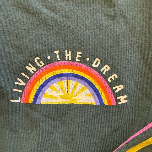 Girls Hanna Andersson Kids Rainbow Cropped Hoodie Sweatshirt green pink yellow - Picture 2 of 5